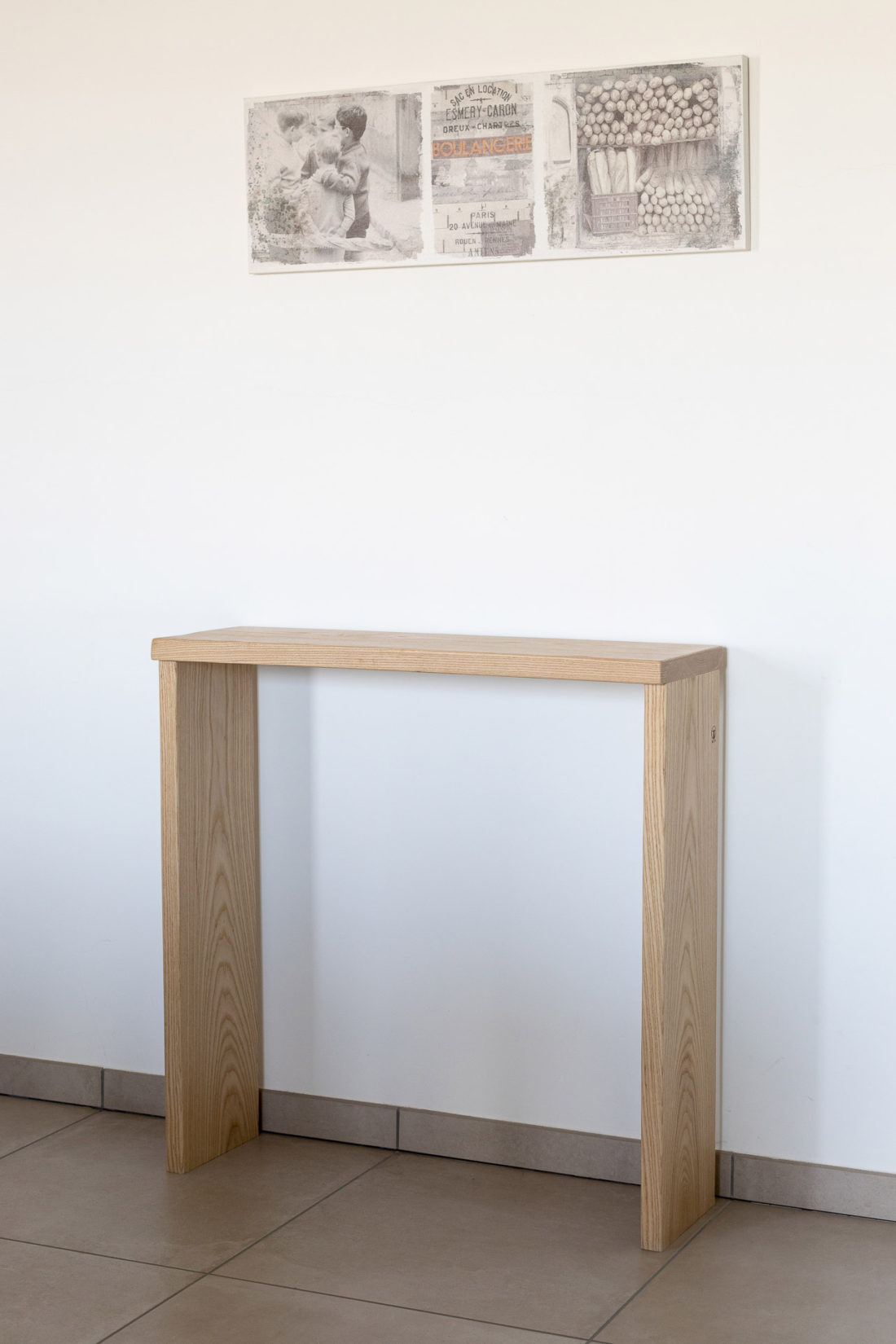 Consolle moderna legno massello frassino naturale