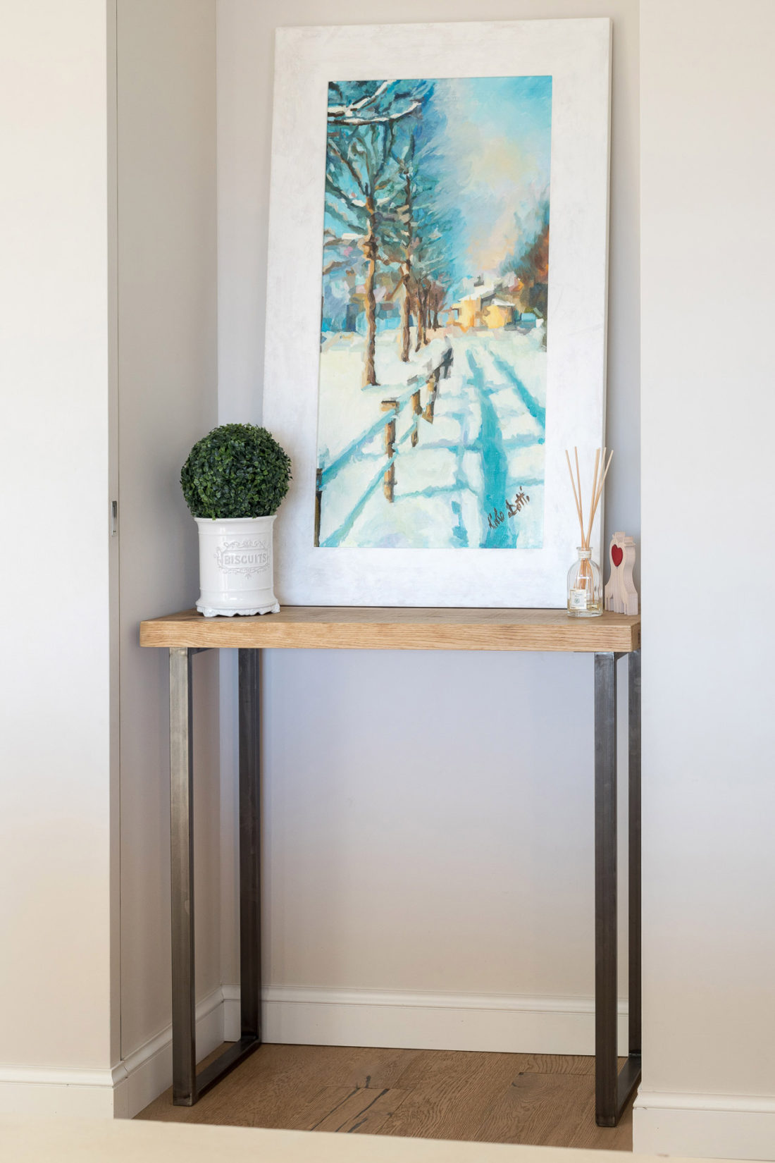 Consolle stile contemporaneo rustico legno naturale e ferro