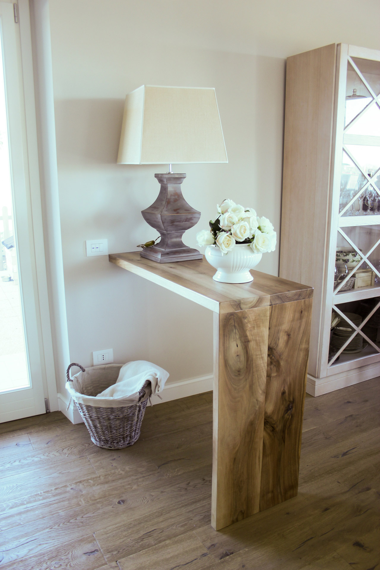 penisola cucina in legno noce massello naturale