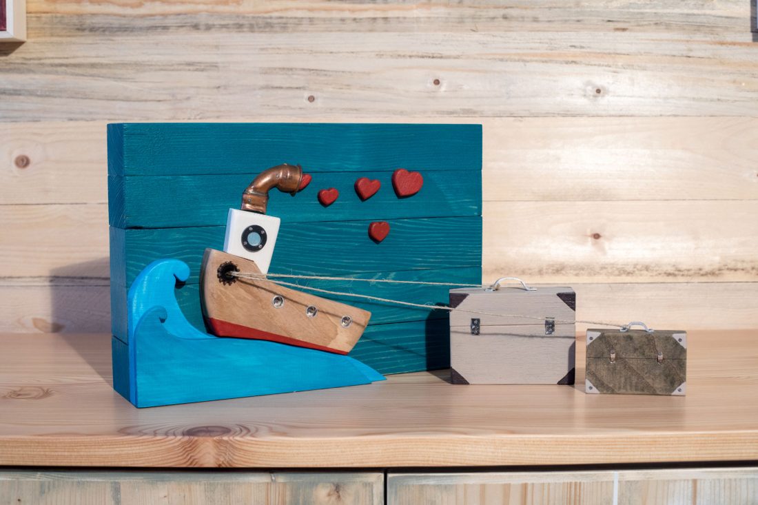 Bagaglio Amre legno quadro nave con bagagli