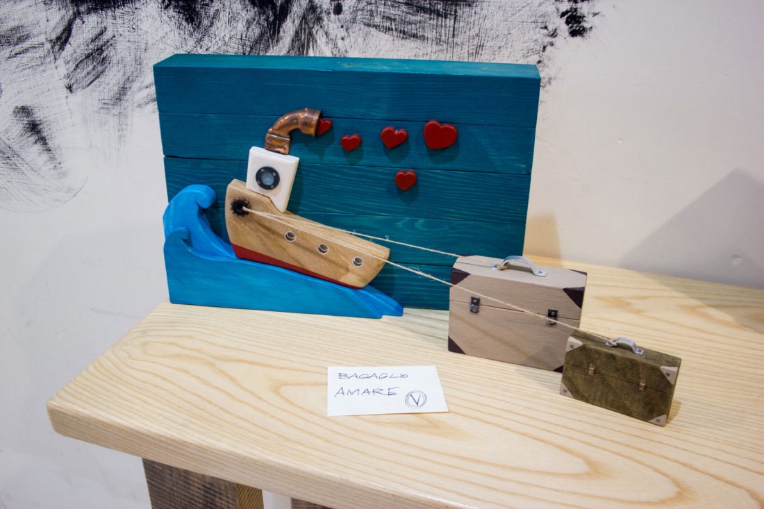 Bagaglio Amre legno quadro nave con bagagli